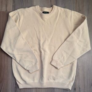 Eddie Bauer Vintage 90s Yellow Chunky Grandpacore Fisherman Men’s Cotton Sweater